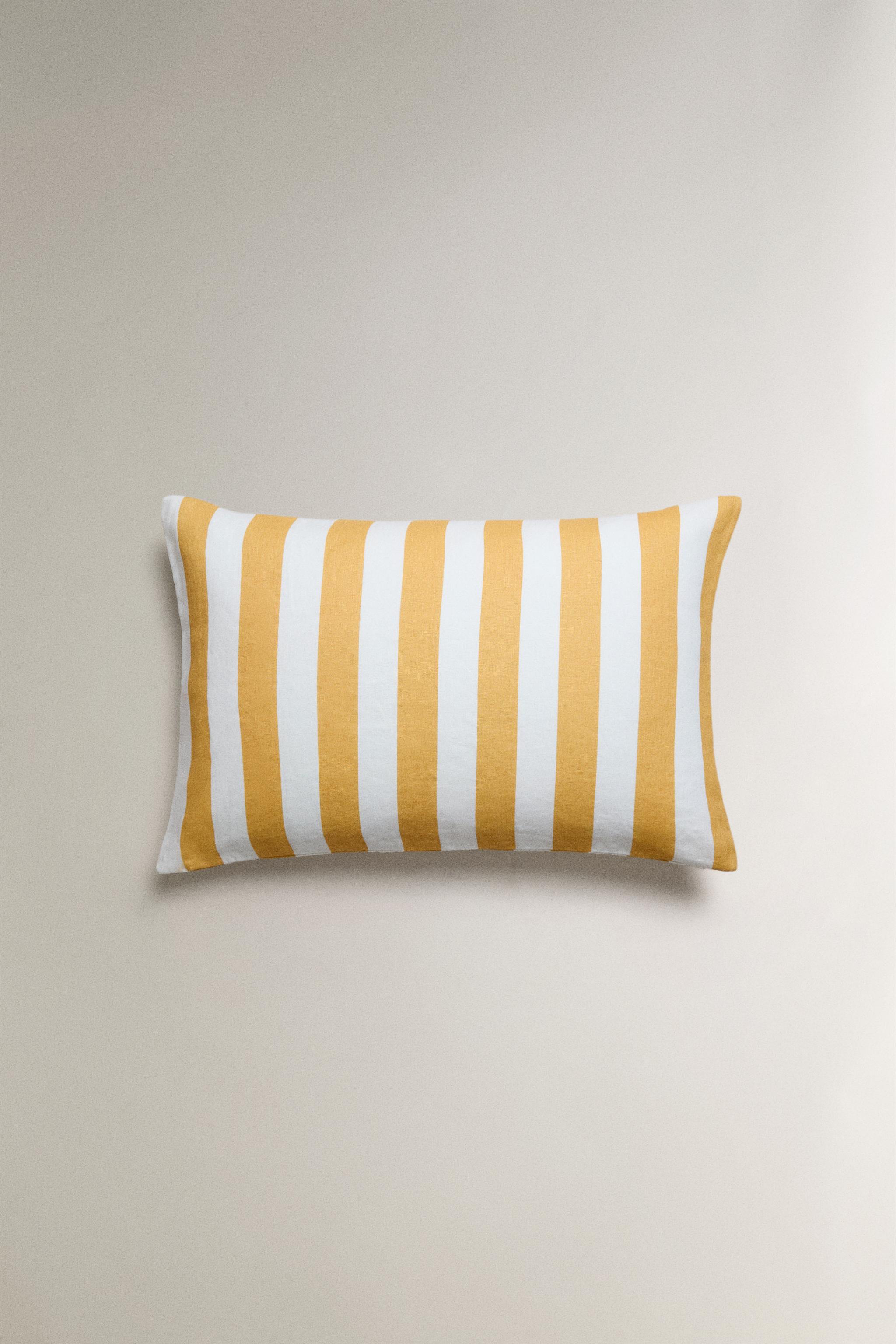 HOUSSE DE COUSSIN RAYURES LIN